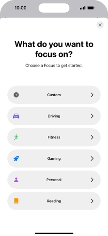 Press the required focus mode and follow the instructions on the screen to add the selected focus mode. Press the required focus mode and follow the instructions on the screen to add the selected focus mode.