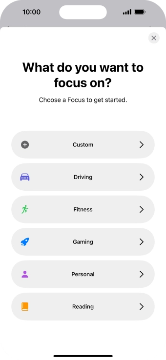 Press the required focus mode and follow the instructions on the screen to add the selected focus mode. Press the required focus mode and follow the instructions on the screen to add the selected focus mode.
