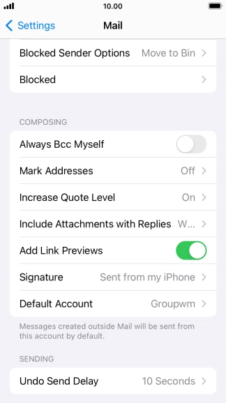 Press Default Account.