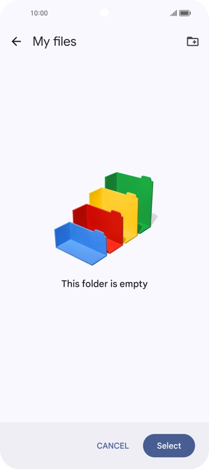To create a new folder, press the new folder icon and follow the instructions on the screen to create a new folder.