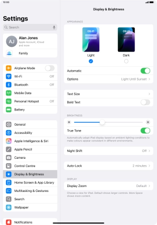 If you turn on the function, press Options and follow the instructions on the screen to select the required period of time for Dark Mode. If you turn on the function, press Options and follow the instructions on the screen to select the required period of time for Dark Mode.