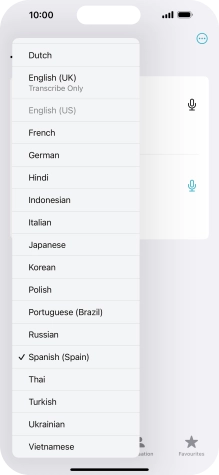 Press the required target language.