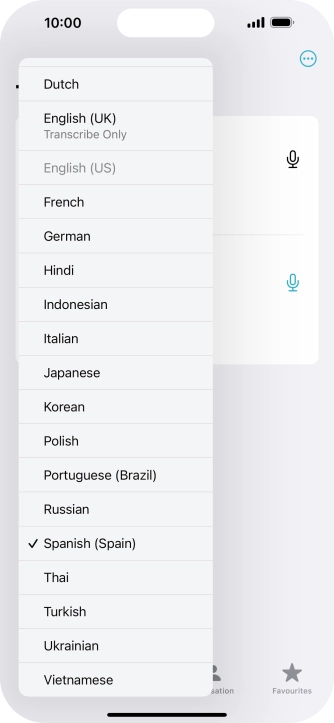 Press the required target language.
