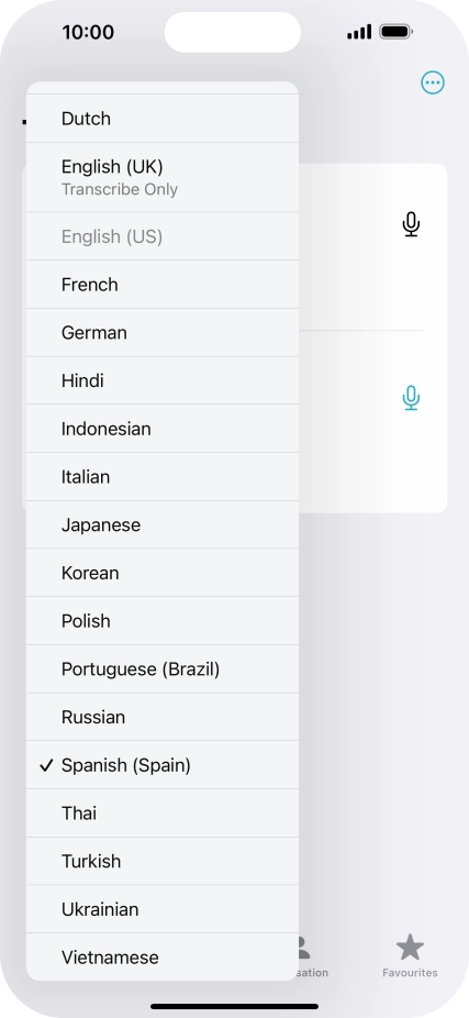 Press the required target language.