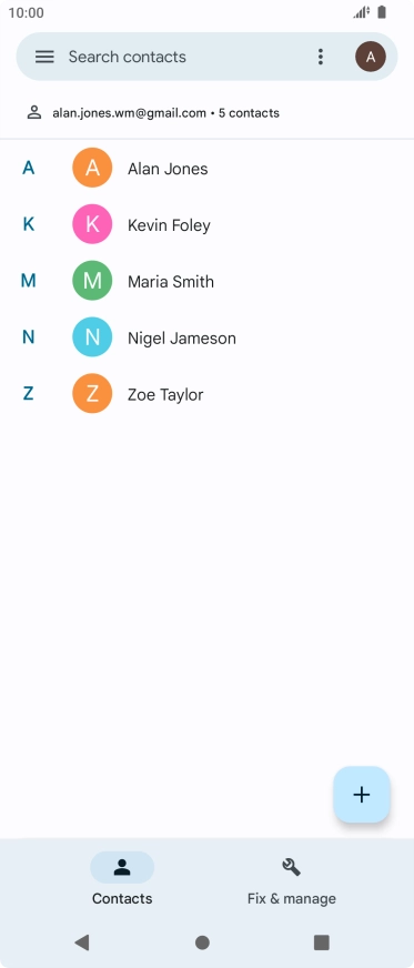 Press and hold the required contact.