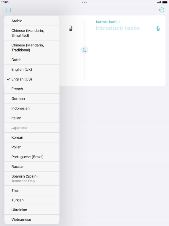Press the required source language.