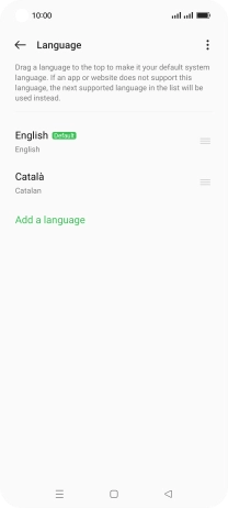 To subsequently select another language as the default language, press the move icon next to the required language and drag it to the top of the list.