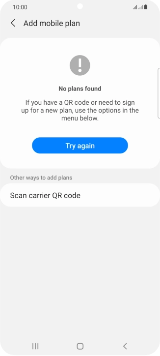 Press Scan carrier QR code.