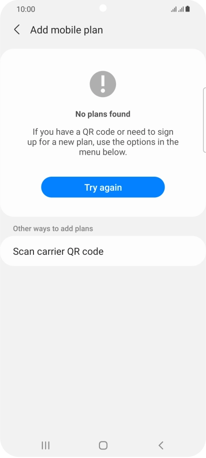 Press Scan carrier QR code.