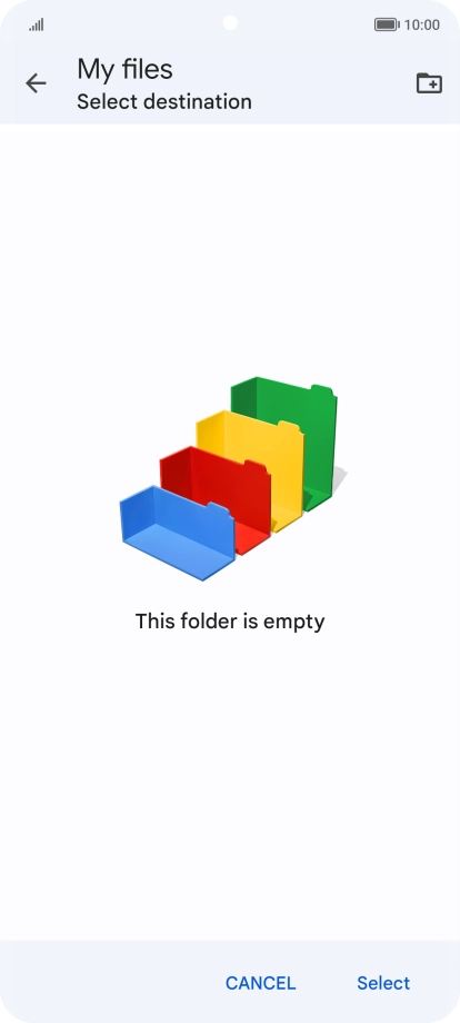 To create a new folder, press the new folder icon and follow the instructions on the screen to create a new folder.