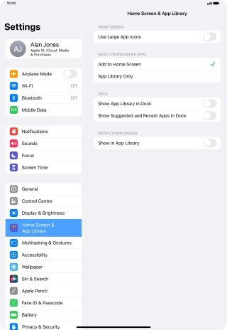 To add new downloaded apps to both the home screen and App Library, press Add to Home Screen.