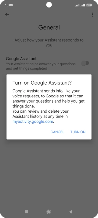 If you turn on the function, press TURN ON.