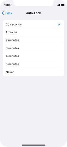 Press the required setting.