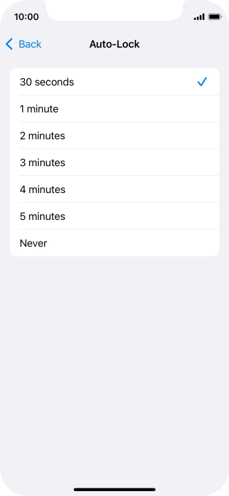 Press the required setting.