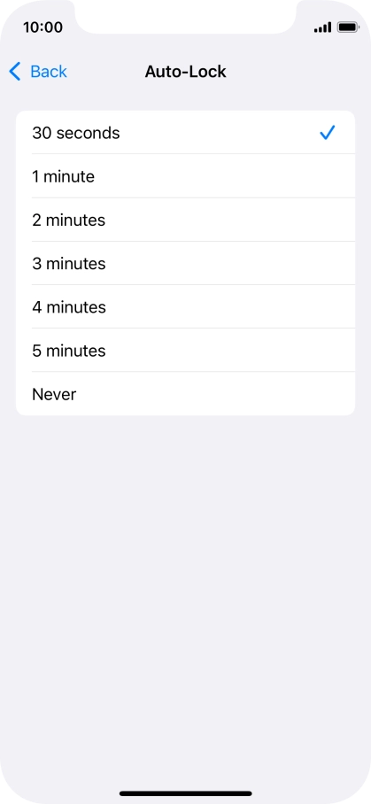 Press the required setting.