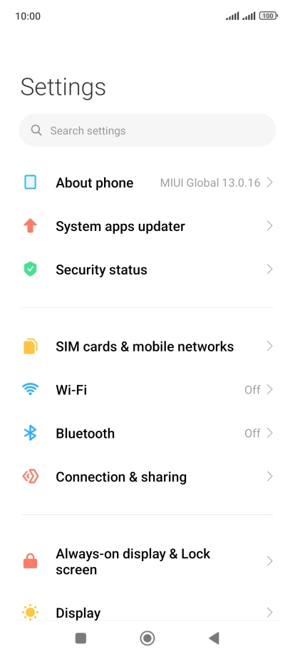 Press Connection & sharing.