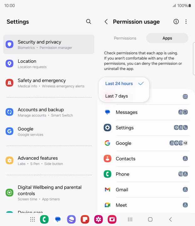 Press the required setting.