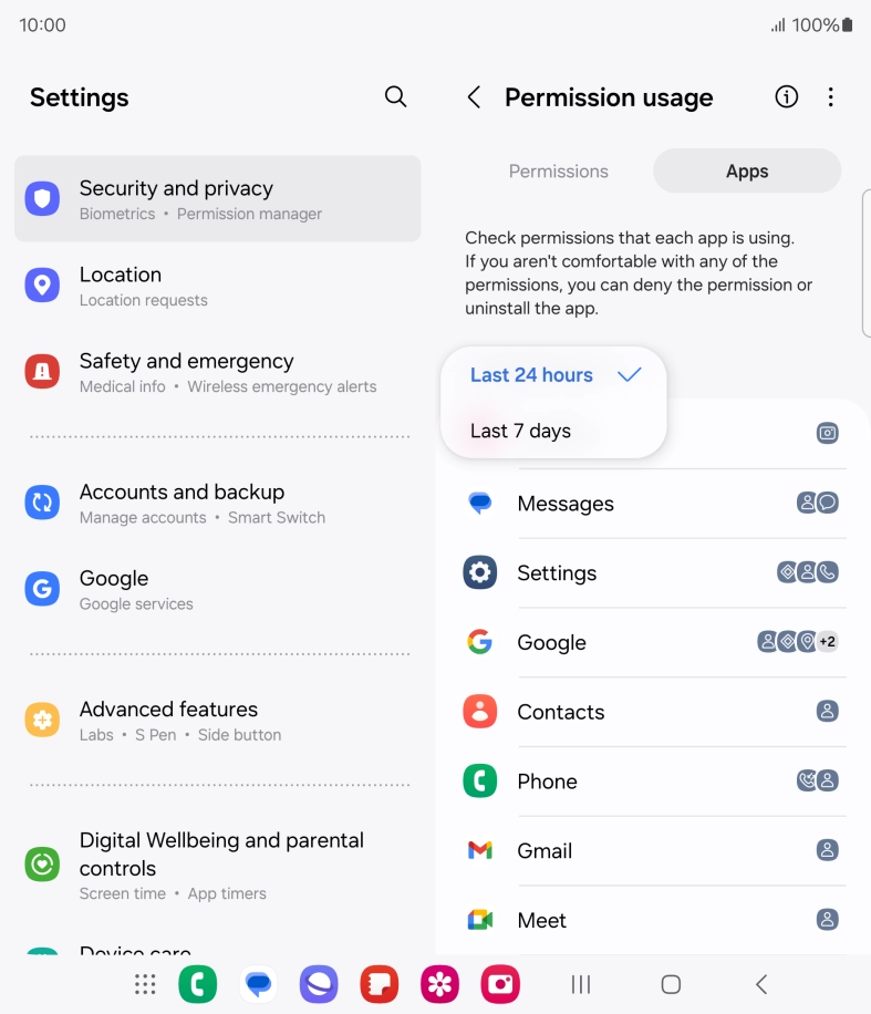 Press the required setting.