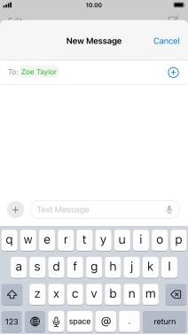 Press the text input field and write the text for your text message.