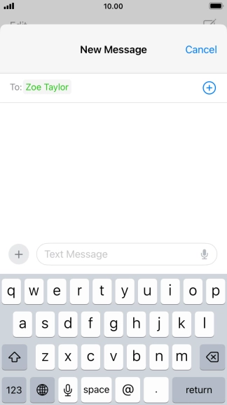 Press the text input field and write the text for your text message.