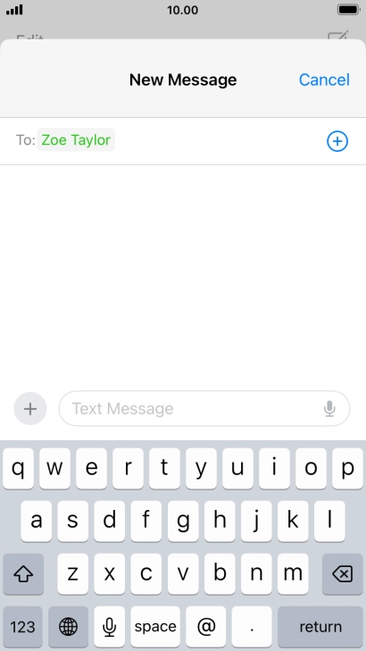 Press the text input field and write the text for your text message.