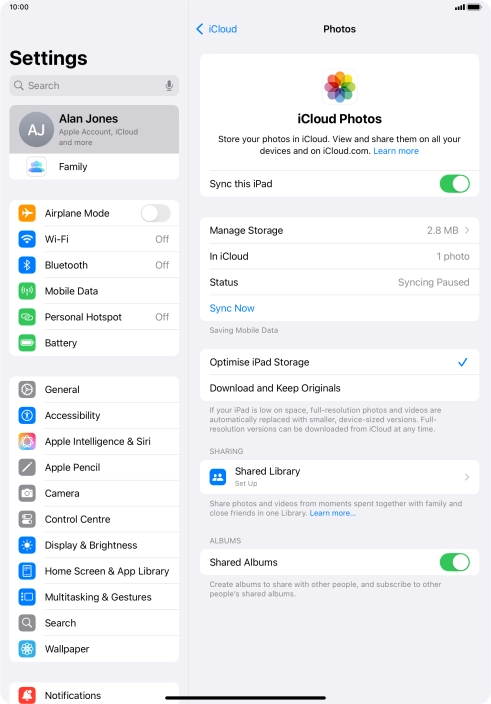 Press the indicator next to 