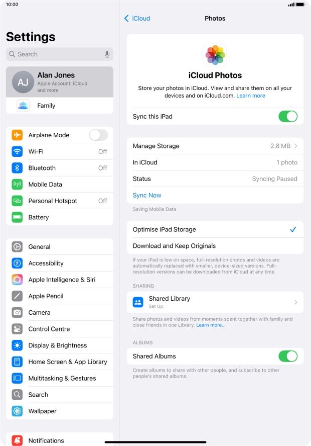 Press the indicator next to 