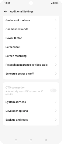 Press Back up and reset.