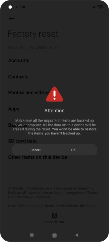 Press OK. Wait a moment while the factory default settings are restored. Follow the instructions on the screen to set up your phone and prepare it for use.