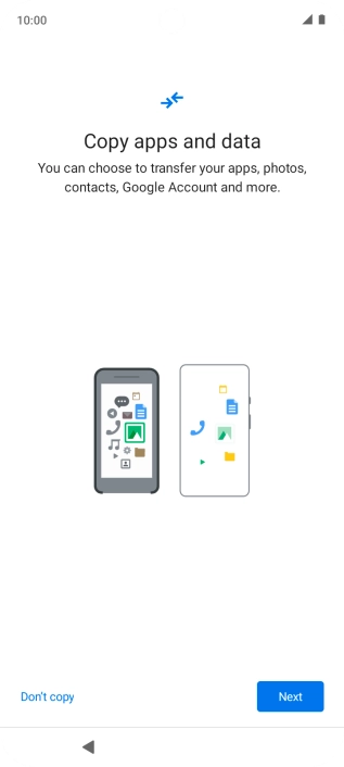 You can transfer the contents of another phone to your phone when it's activated for the first time and after a factory reset. When this screen is displayed, your phone is ready to transfer contents from another phone.