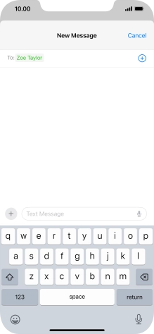 Press the text input field and write the text for your text message. Press the text input field and write the text for your text message.