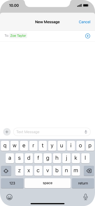 Press the text input field and write the text for your text message. Press the text input field and write the text for your text message.