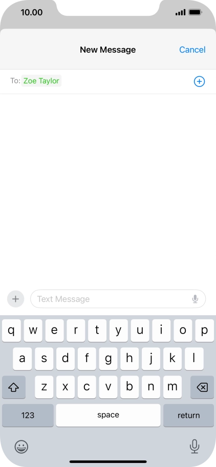 Press the text input field and write the text for your text message. Press the text input field and write the text for your text message.