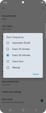Press the required setting.