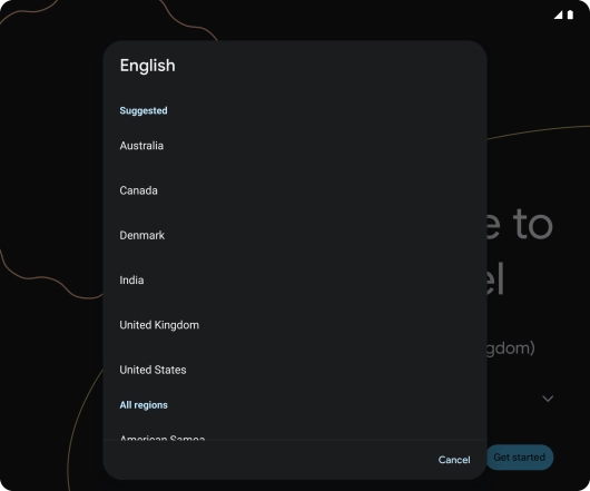 Press the required country or area.