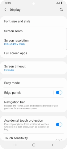 Press Screen timeout.