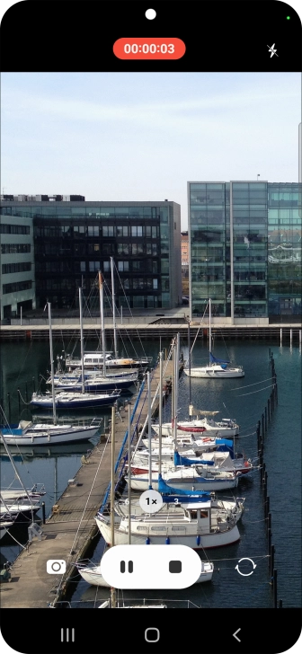 Press the stop icon to stop recording. Press the stop icon to stop recording.