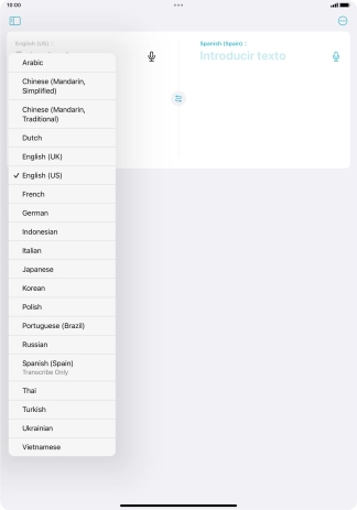 Press the required source language.