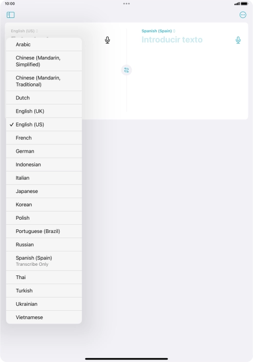 Press the required source language.