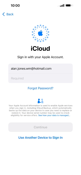 Press Required and key in the password for your Apple ID.