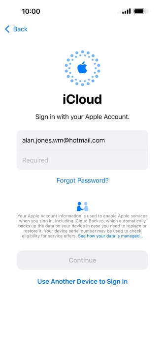 Press Required and key in the password for your Apple ID.