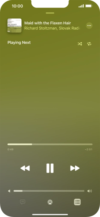 Press the shuffle icon to turn the function on or off. Press the shuffle icon to turn the function on or off.