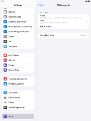 Press the name of the Exchange email account you've just set up. Press the name of the Exchange email account you've just set up.