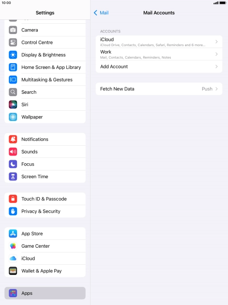 Press the name of the Exchange email account you've just set up. Press the name of the Exchange email account you've just set up.