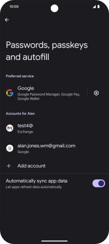 Press the required email account.