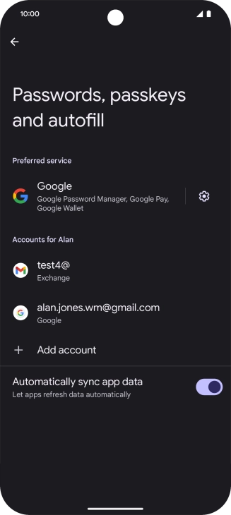Press the required email account.
