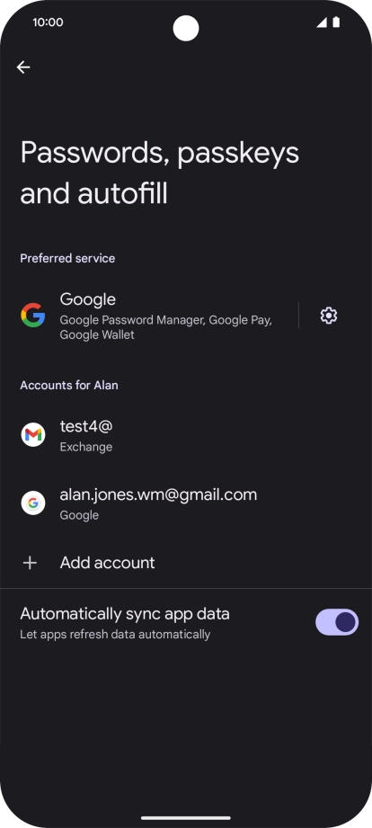 Press the required email account.