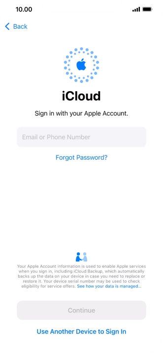 Press Email or Phone Number and key in the username for your Apple ID.