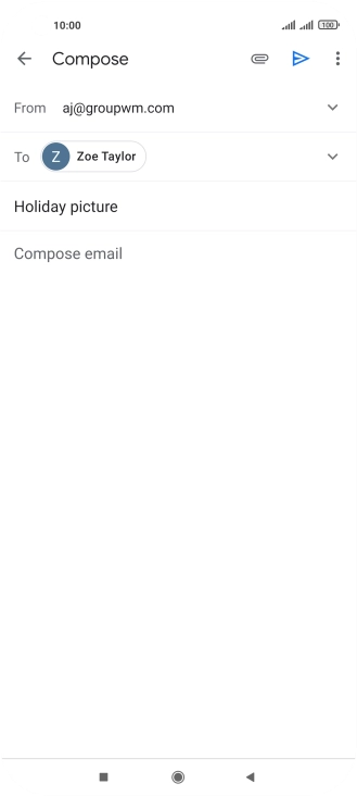 Press the text input field and write the text for your email message.