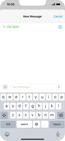 Press the text input field and write the text for your text message.